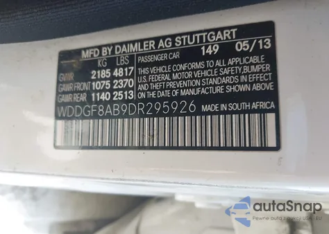 2013 Mercedes-Benz C 300 Luxury 4Matic/Sport 4Matic from USA, damaged, VIN WDDGF8AB9DR295926